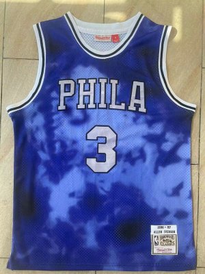 Maillot de Basket #3 Allen Iverson 1996-97 76ers M&N Vintage Bleu